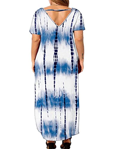 Image of Kancystore Women's Plus Size Dresses Summer Casual Loose Pocket Short Sleeve Slits Long Maxi Dress XL-5X