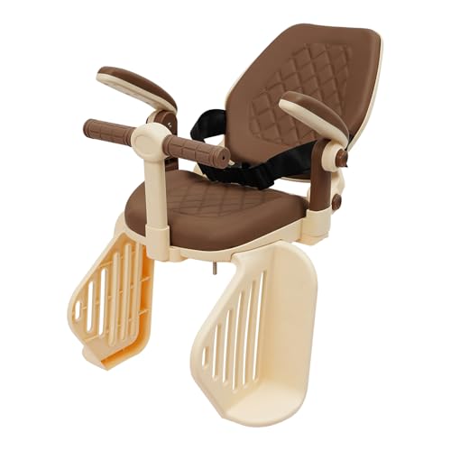 YUYUZI Siège enfant de vélo arrière jusqu'à 50 kg, pour vélo et VTT, dossier réglable (90°/120°/160°), ceinture de sécurité et repose-pieds - Facile à monter (café au lait) – vue 9