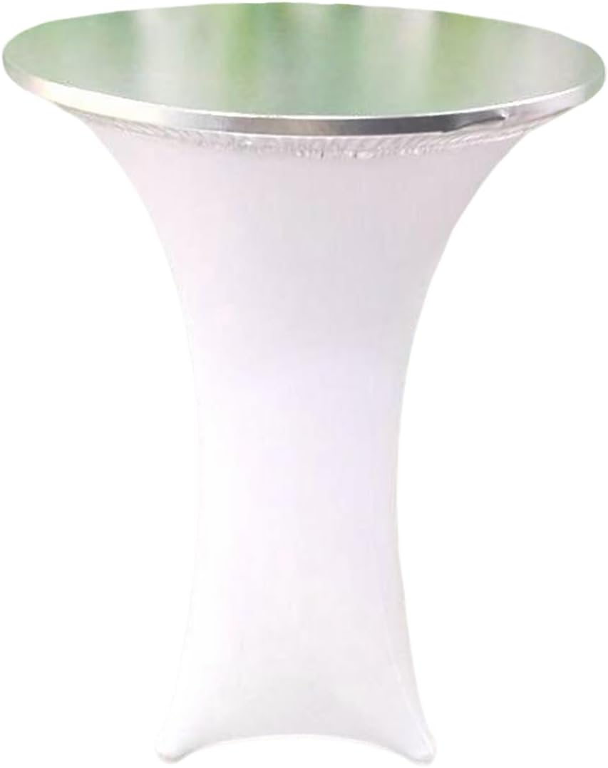 Table Topper Cap for Round Cocktail Tables Metallic Glitter Stretch Fitted Cocktail Tablecloth Spandex Topper Cap for Wedding Party Banquet Restaurant Bar Set of 1 Silvery