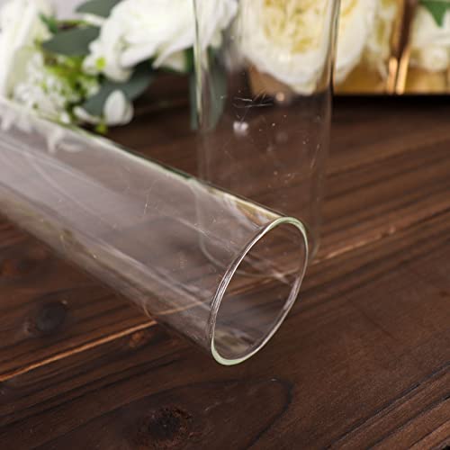 TABLECLOTHSFACTORY 2 Pack | Clear 10\" Candelabra Candle Holder Glass Shade, Open End Hurricane Candle Shade, Pillar Candle Shade