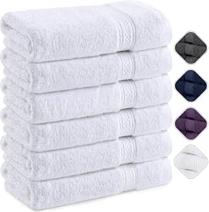 Utopia Towels - 6 stuks badstof handdoeken 50x100 cm met ophanglus (Wit)