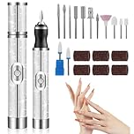 Electric Nail File for Thick Toe Nails, Toenails Grinder with 18 Drill Bits 20000RPM 4 Adjustable Speed Portable Rechargeable Electric Nail Drill for Gel/Acrylic Nails Hard Cuticles (Silvery)