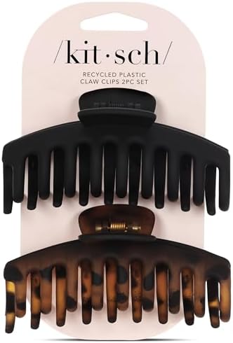 Kitsch Large Hair Clips For Women - Black & Tortoise, 2pcs