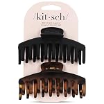 Kitsch Large Hair Clips For Women - Durable Recycled Plastic Claw Clips for Styling & Updos | Secure All-Day Hold, Comfortable Fit - Black & Tortoise | Ideal Gifts for Women, 2pcs