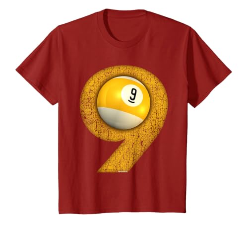9-Ball Pool Ball Art T-Shirt, Youth, Cranberry Red, Medium