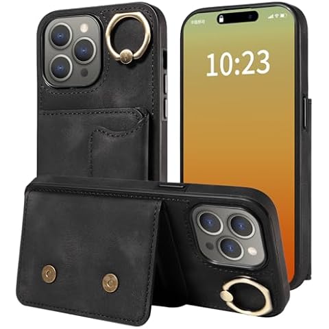 AJDSE for iPhone 15 Pro Max Case, [3-in-1] Shockproof Leather Wallet Case with Card Holder and Kickstand Function and 3 Card Slots [Magnetic Buckle Design] (Black, for iPhone 15 Pro Max) Cover