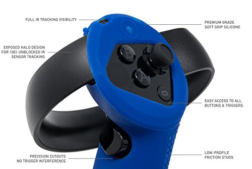 Controller Skin for Oculus Touch v1 by Asterion Products - (NOT for New Quest/Rift-S) Premium Gel Shell silicone protection covers featuring Low-Profile Friction Studs (set of 2) BLUE