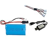 Voltage : 7.4V AGRIVA 7.4V 2500mah li-ION Batterie 18650 avec Chargeur Sets pour MJX T40 T40C F39 F49 T39 BG1518 BG1513 BG1515 BG1507 BG1506 1/12 RC Camion Car Boat Gun Toy