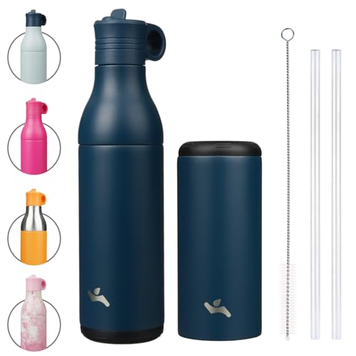 Konokyo Insulated Stainless Steel Water Bottle with Straw, 13oz