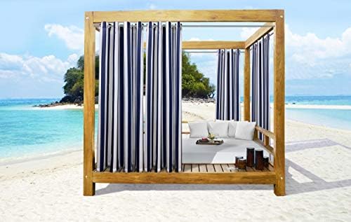 LOFT LIVING Seaside Stripe Indoor/Outdoor Grommet Curtain Panel - Pair Each 50" x 96" in Indigo