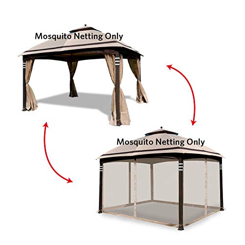 Hofzelt Gazebo Replacement Mosquito Netting Screen Walls For 10' X 10' Gazebo Canopy (Mosquito Net Only, Not Including Canopy And Metal Models) Beige #TOP2