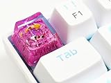 MECHKYP Handgefertigte Koi-Fisch-Hintergrundbeleuchtete Harz-Tastenkappe R4/Esc Artisan Keycap Shine Through Translucent Key Cap OEM-Profil für Cherry MX Gaming Mechanische Tastatur DIY Ersetzen (Rose