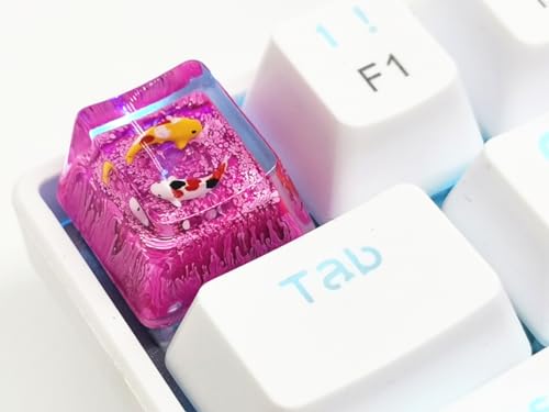 MECHKYP Handgefertigte Koi-Fisch-Hintergrundbeleuchtete Harz-Tastenkappe R4/Esc Artisan Keycap Shine