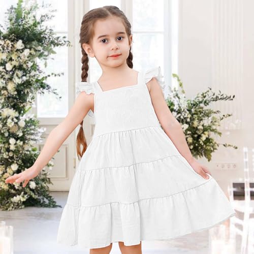Toddler Baby Girls Dress Sleeveless Ruffle Baby Girls Summer Dress Casual Solid Floral Little Kid Boho Beach Sundress2