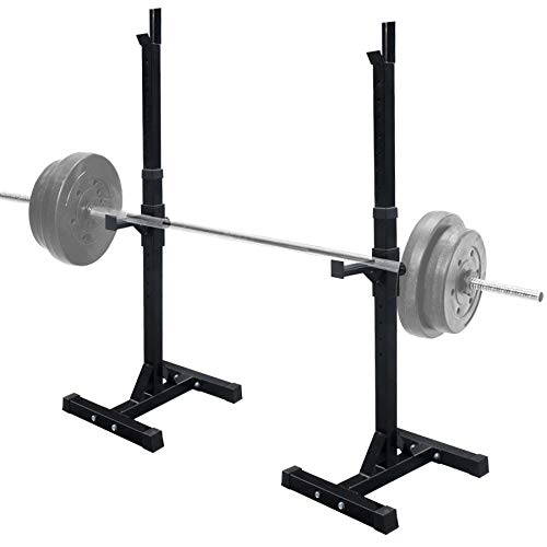 Zazza95Shop Pair Of Adjustable Height And Spotters Dumbbell Rack Sturdy Steel Durable Squat Barbell Free Bench Press Stand Gym Bodybuilding Training Weight Lifting Fitness Safety Design #TOP1