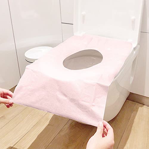 LFFH 50 pcs Toilet Seat Covers Disposable, Waterproof Toilet Pads Portable Toilet seat Covers Individually Packaged for Travel outings (Color : Pink, Size : 40x60cm)