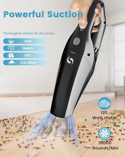 Image of Handheld Vacuum Cordless Car Vacuum Cleaner Portable Rechargeable and Mini with Powerful Suction Includes Washable HEPA Filter and Lightweight for Car Home Office and Pet Hair
