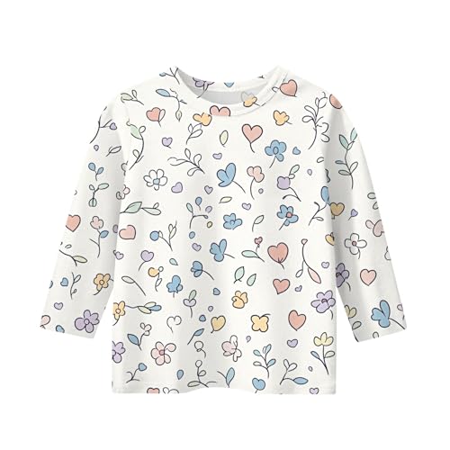 Tops for Teen Girls Round Neck Floral Print 3/4 Sleeve Teen Clothes Flowy Shirts Three Quarter Length Outfits3
