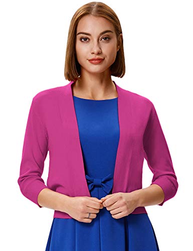 Image of GRACE KARIN Women Cardigan Sweaters Lightweight Knit Cropped Cardigans Trendy 3 /4 Sleeve Shrug Bolero S-3XL