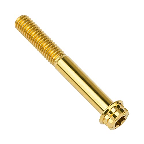 Image of Titanium Flange 12 Point Head M8 x15 20 25 30 35 40 45 50 55 60 65mm Screw Bolt Pack of 4 (M8x60mm, Gold)
