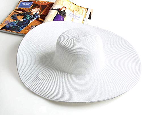 Sombrero de sol de ala ancha para mujer, gorra de paja para prevenir los rayos del sol (blanco), Blanco 8