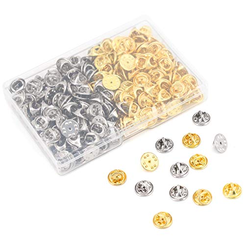 TONOS Metal Locking Pin Backs Pin Keepers Pro Quality Locking Clasp, Gold and Silver pin backings with Pin Locks Storage Case，Small and Sturdy (Model B-240pcs)