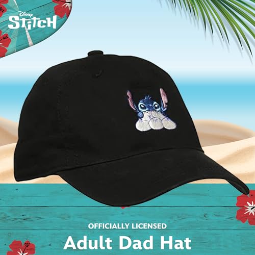 Image of Disney Stitch Dad Hat, Adjustable Cotton Baseball Cap with Curved Brim