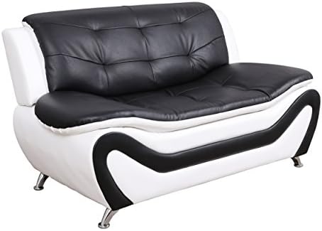 DELA DISCOUNT 41TJtvxEhYL._AC_ Beverly Fine Furniture 3 Piece Aldo Modern Sofa Set, Black/White  