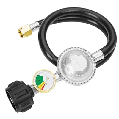 CALPOSE 6 Feet Propane Hose with Regulator & Gauge, Universal Gas Grill Regulator for Blackstone 28''/36'' Griddle, Weber Grill, Propane fire pit and More, 3/8" Female Flare for Most LP Gas Grills