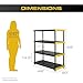 BLACK & YELLOW, 4-Tier Heavy Duty Plastic Storage Shelving Unit, 200lbs/shelf (55