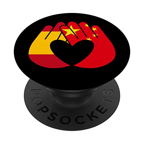 China España Bandera Amistad Hermandad Manos Corazón PopSockets PopGrip Intercambiable