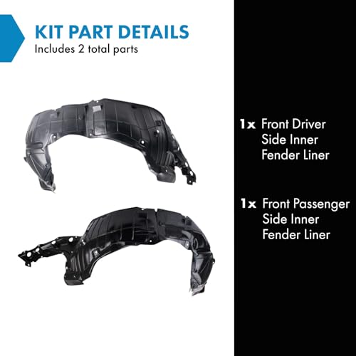 Image of TRQ Front Driver and Passenger Side Inner Fender Liner Set Compatible with 2016-2018 Nissan Altima