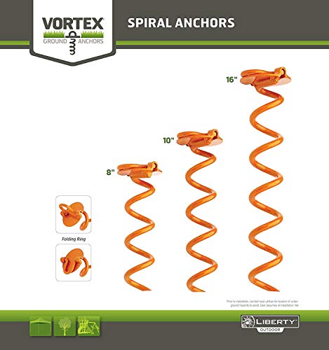 Liberty Outdoor Ancfr10-Org-A Folding Ring Spiral Ground Anchor, Orange, 10-Inch, Single #TOP3