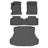 GINOWY-Floor Mats & Cargo Liner for Honda Civic 2012-2015 Civic & Civic Si Only Sedan (Not Coupe) TPE All Weather Civic Car Mats Non-Slip Trunk Mat Floor Liners Waterproof Accessories Black