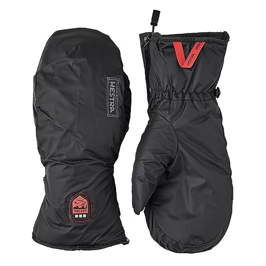 Hestra Heated Mitten Liner - Rechargeable Electric Mitt Liner for Winter, Skiing, and Snowboarding - Black - 9