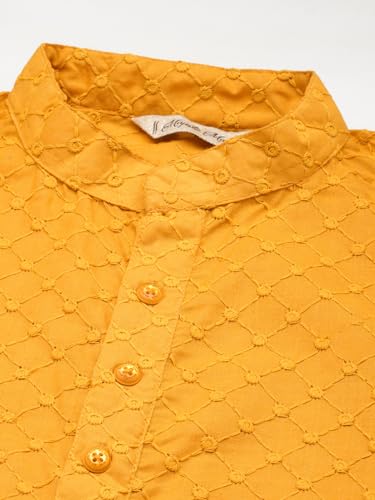 Image of Majestic Man Men's Cotton Blend Regular Fit Casual Polyester Mandarin Collar Ethnic Motifs Embroidered Long Regular Kurta