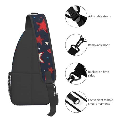 Mochila tipo bandolera roja con patrón de estrellas miniatura 5