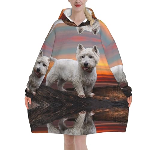 Couverture à capuche imprimé chien cadeau femme hiver original