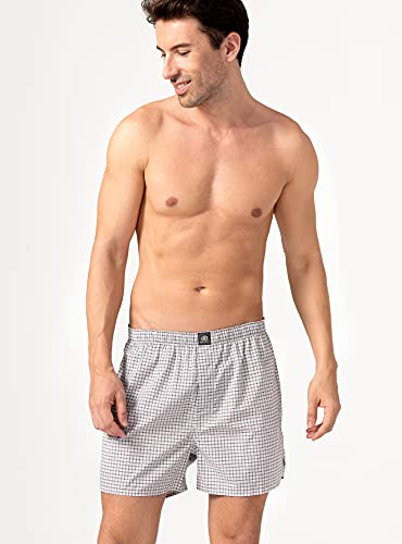 DAVID ARCHY 100% Cotton Woven Boxers Shorts with Button Fly Soft Underwear for Men 2/4 Pack4