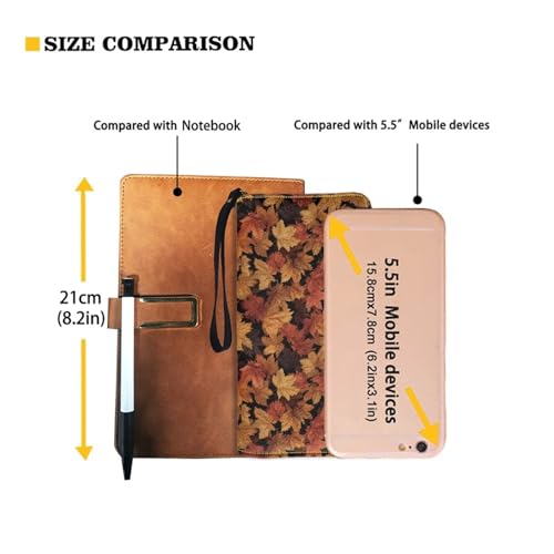 Fall Ladies Long Wallet for Credit Card,Cash,Coin,Bill,Vintage Maple Leaf Print Zip Around PU Leather Clutch Wallet Stylish Waterproof Wristlet Purse for Travel Shopping Work2
