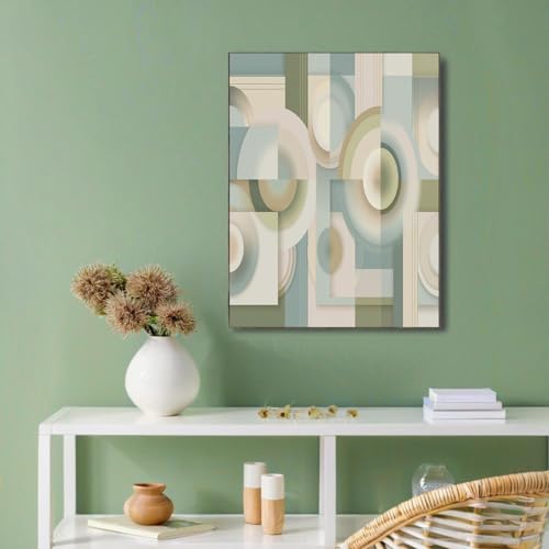 Cartel de geometría abstracta moderno: círculos y líneas en lienzo de 60x90cm sin marco