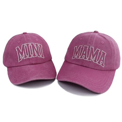 Image of MANMESH HATT 2PCS Mama and Mini Matching Hats, Adjustable Embroidered Cotton Mommy and Me Baseball Cap