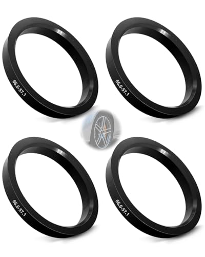 FUGLUS Aros centrales para tapacubos de 66,6 a 57,1 mm - Paquete de 4 unidades. Fabricados en plástico. Compatibles con Volkswagen, Mercedes-Benz, Audi y otros modelos de llantas para llantas