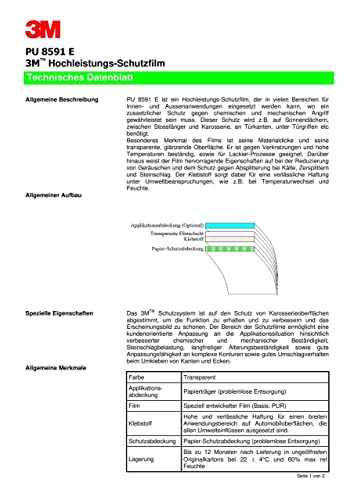 Profiklebeband 3M Lackschutzfolie Meterware 120mm breit x 2000mm - transparent (PU 8591E) Steinschlagschutzfolie Hersteller: 3M