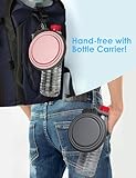 Heouvo Faltbare Hundenäpfe mit Flaschenträger, 2er-Pack Reise Hundenapf mit Karabiner, einteilig geformt ohne Herunterfallen oder Risse, faltbares Silikon, mobil für Haustiere Gassi gehen Wandern