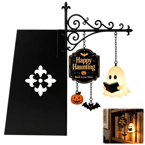 Halloween Edition Library Shelf Lanterns, Mini Bookshelf Lamp Slides Between Books, Warm Amber LED Bookshelf Lights for Book NookοΌHome Bedroom, Library Hanging Lantern Bookshelf Lamp (Mixed Styles)