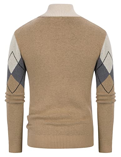 Pj Paul Jones Men Casual Lightweight Thermal Full-Zip Turtleneck Cardigan Sweater For Sports Grey #TOP5