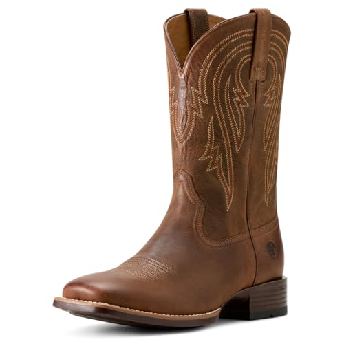 Ariat Mens Plano Embroidered Square Toe Pull On Casual Boots Mid Calf - Brown