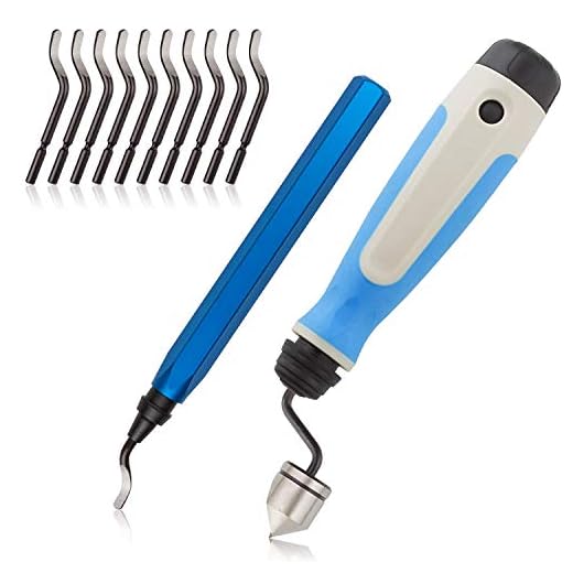 Acrux7 Hand Deburring Tool Kit, 10pcs Rotary Deburr Blades + 1pcs Countersink Blade with Aluminum and Silicone Handle, Great Burr Remover Hand Tool for Wood, Plastic, Aluminum, Copper and Steel