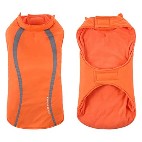 Idepet Dog Winter Coat Warm Waterproof Dog Jacket Reflective Cold Weather Dog Hoodie for Small Medium Large Dogs Black Orange SML-2XL Cover